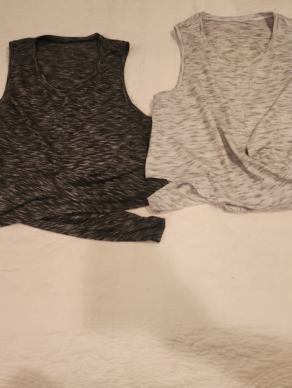 ZYIA Black & Light Gray Twist-Front Tank Pair